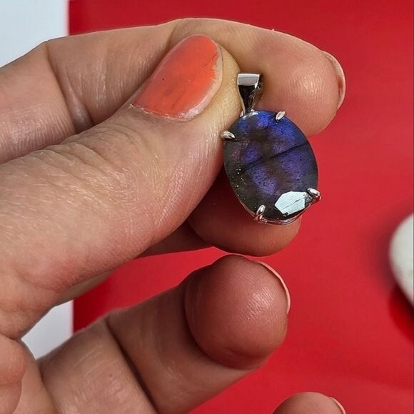 Natural Labradorite  925 Sterling Silver Pendant - Picture 8 of 8